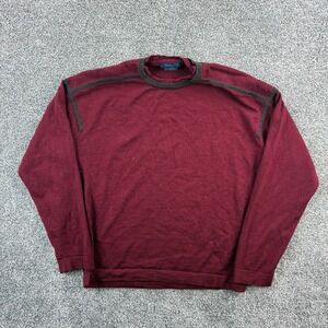 Zegna Sport Sweater Mens S Burgundy Red Wool Crew Neck Made in Italy FLAWED